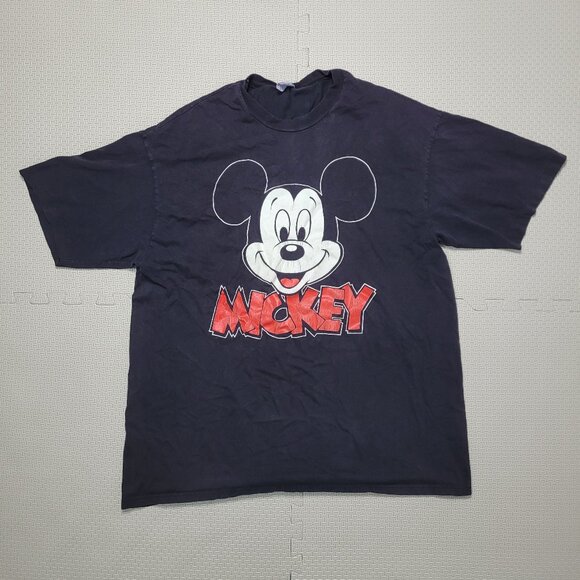 Vintage Mickey Mouse T-shirt Mens OSFA Size L-XL Black Disney USA - Picture 1 of 4